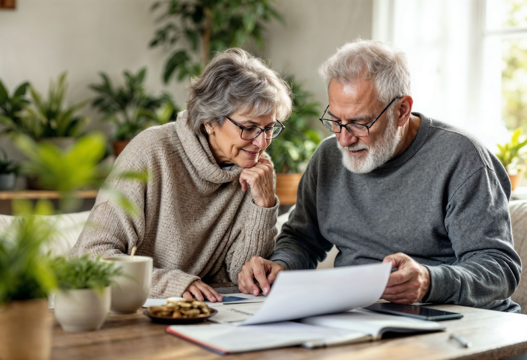 Couple de seniors qui regarde quels sont les revenus non pris en compte pour la pension de réversion