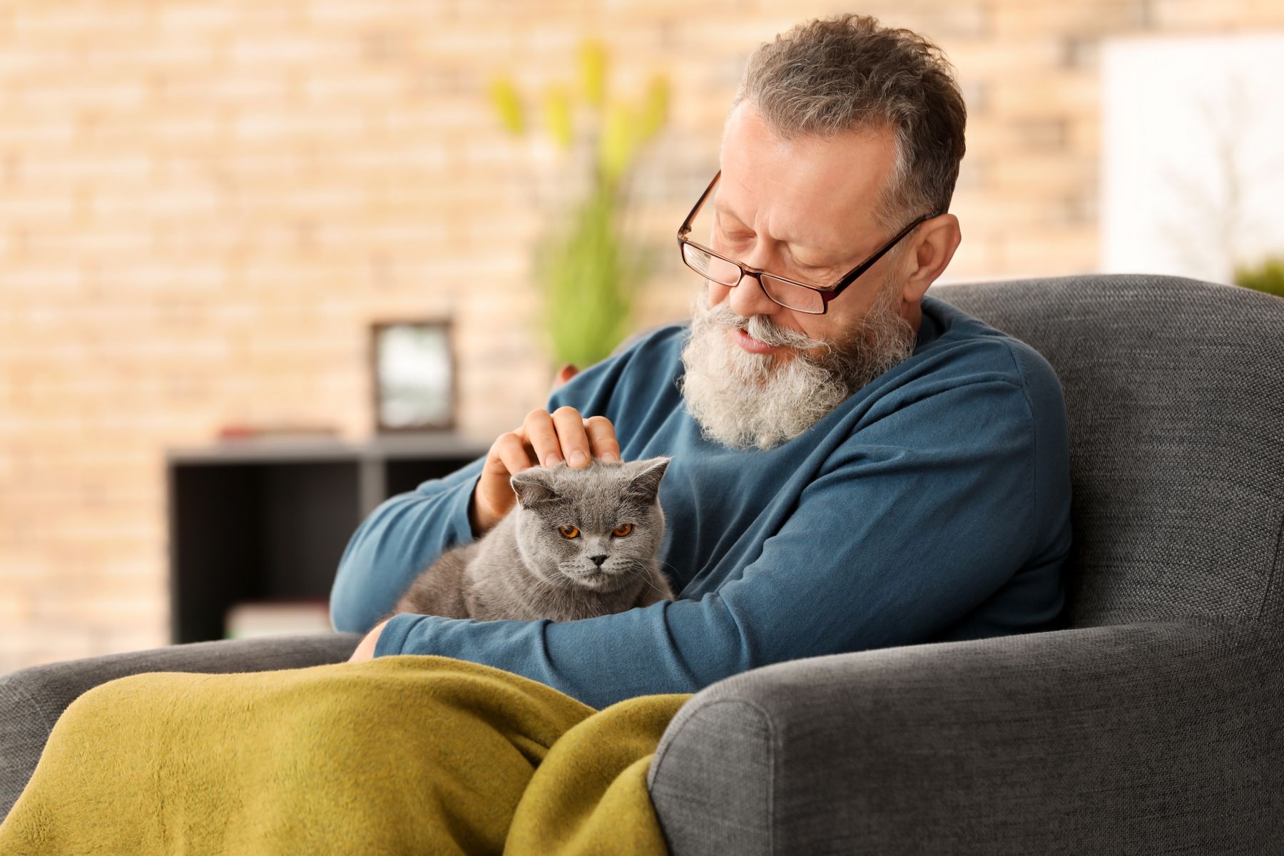 Senior qui profite des bienfaits d’une présence animale en EHPAD