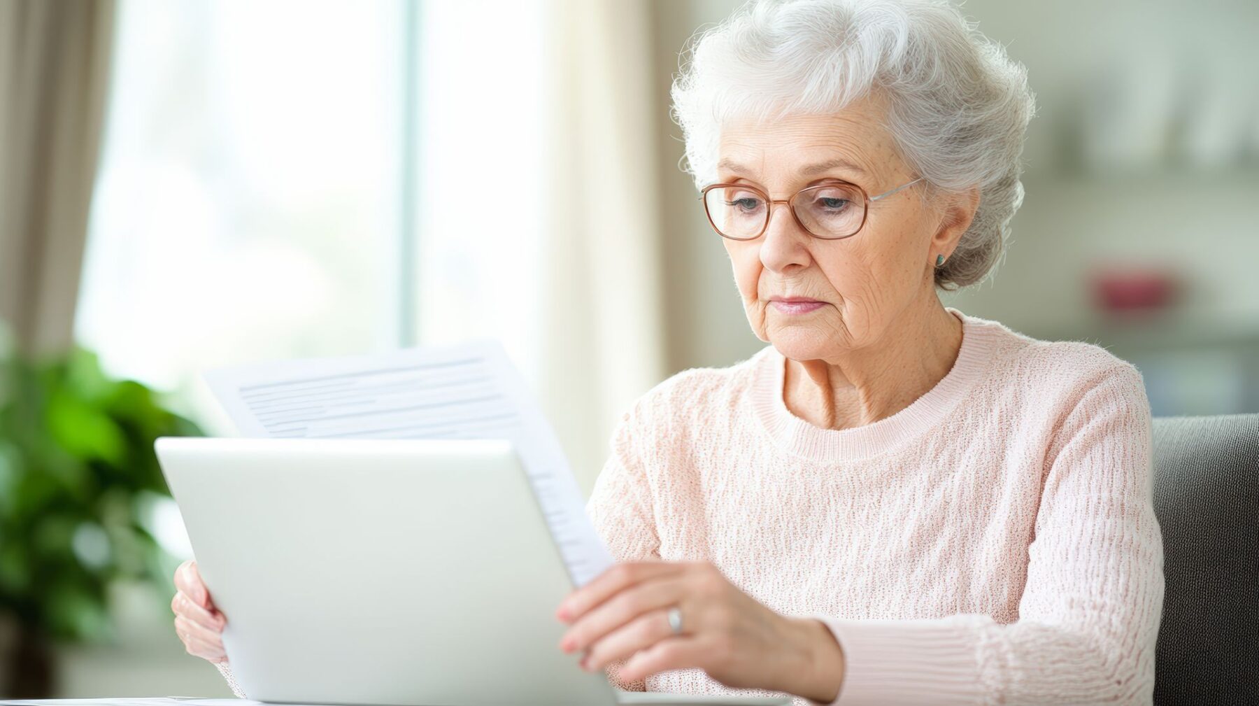 Senior qui effectue sa déclaration de revenus en ligne