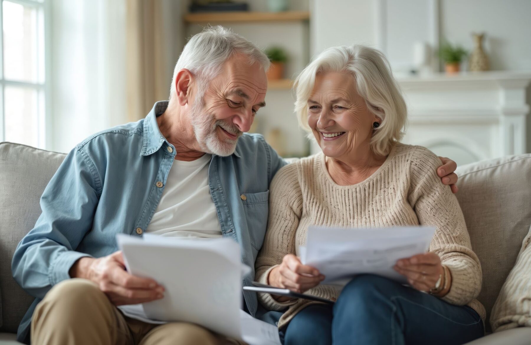 Couple de seniors en EHPAD qui bénéficie d'une réduction d’impôts sur le revenu égale à 25 %