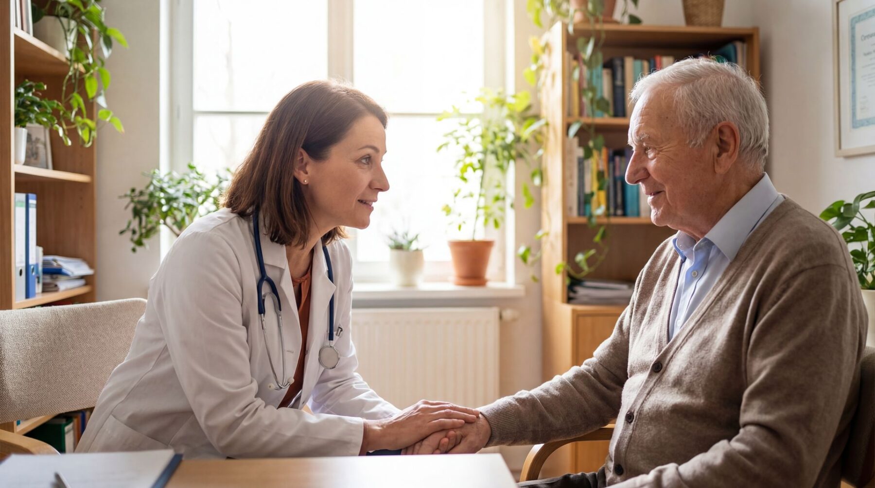 Senior avec une saturation en oxygène de 90 %