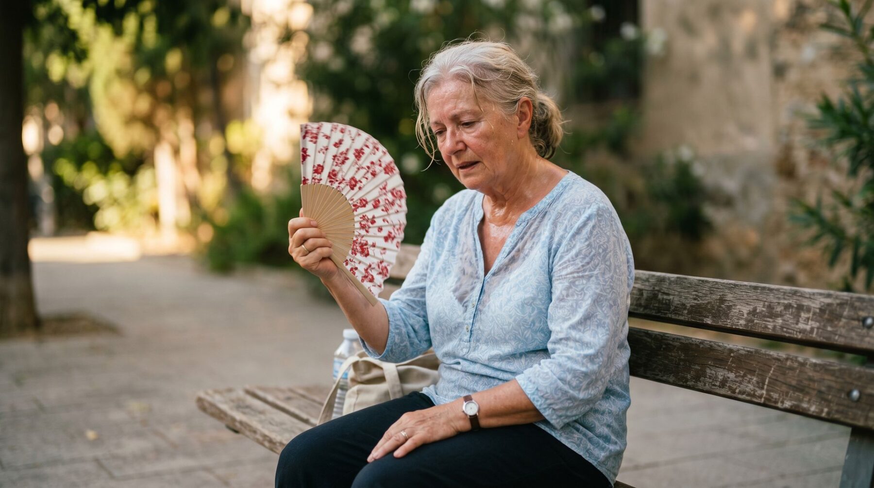 Senior entrain de subir un coup de chaleur