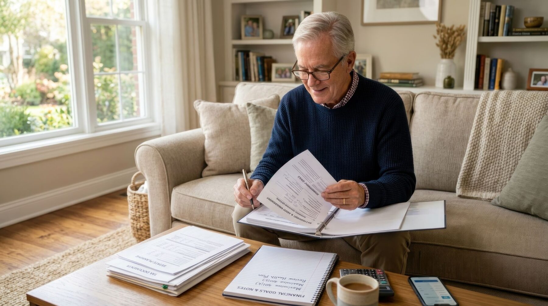 Senior qui prépare le dossier d'APA