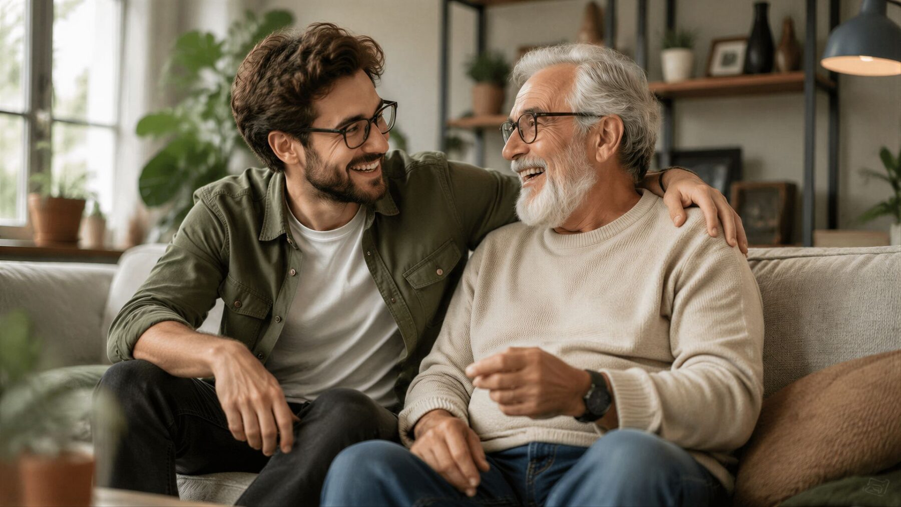 Senior avec son aidant qui met en place des rituels
